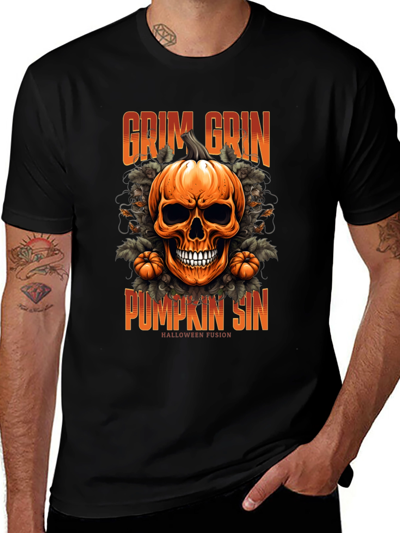 Camiseta de Halloween: Calabaza Grim Grin