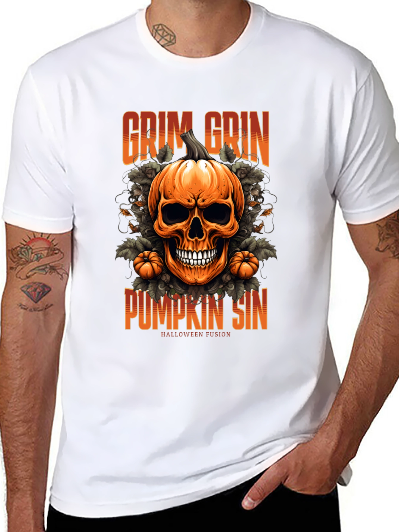 Camiseta de Halloween: Calabaza Grim Grin