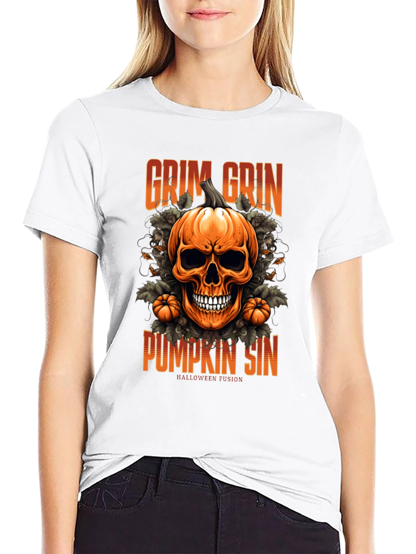 Camiseta de Halloween: Calabaza Grim Grin