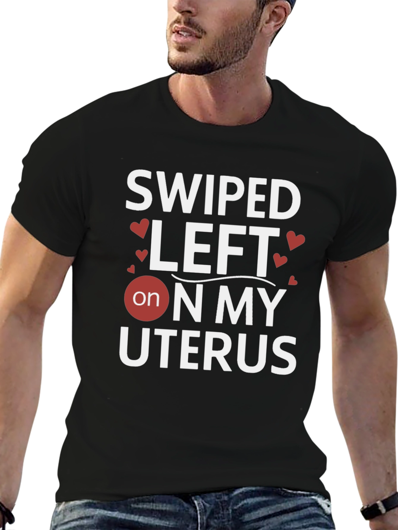 Camiseta Negra: Swipe Left on My Uterus