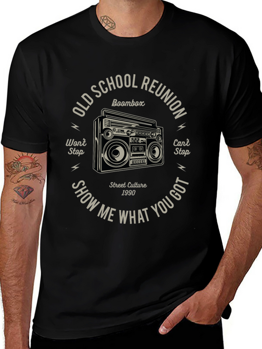 Camiseta Vintage Old School Reunion con Boombox
