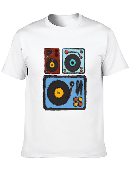 Camiseta Negra con Diseño de Tocadiscos Retro