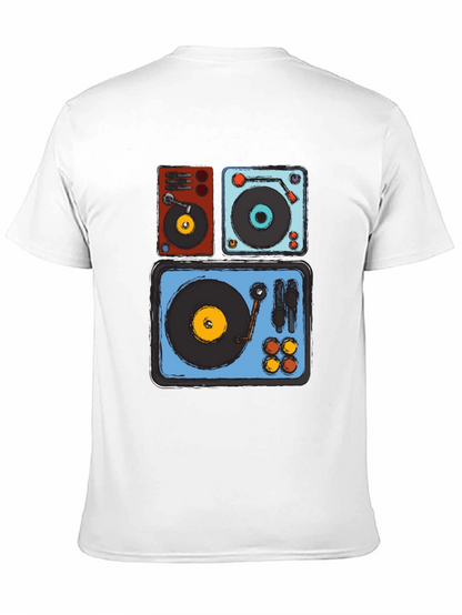 Camiseta Negra con Diseño de Tocadiscos Retro