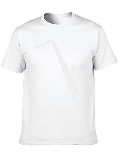 Camiseta Negra con Diseño de Saxofón Blanco