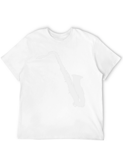 Camiseta Negra con Diseño de Saxofón Blanco