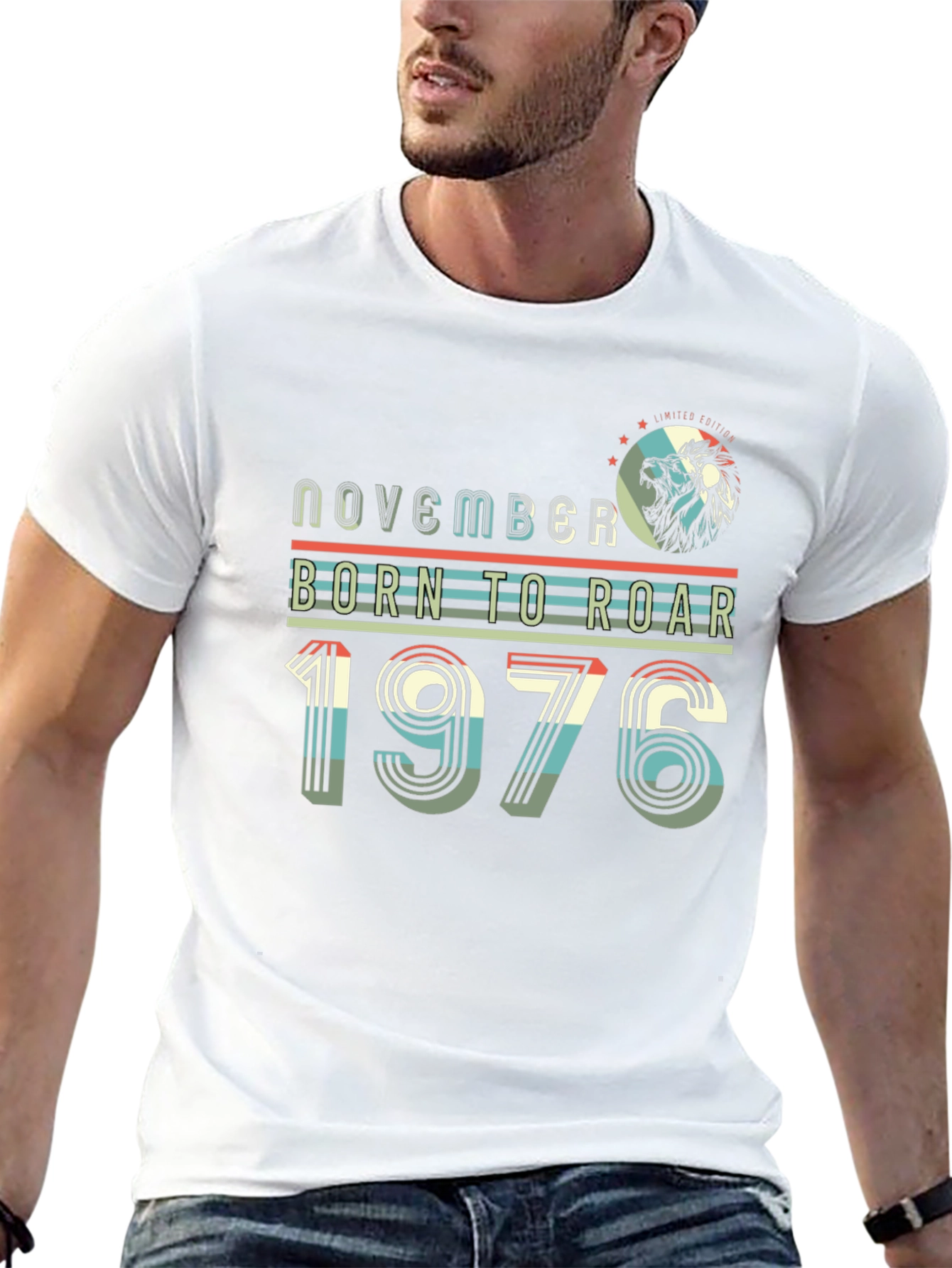 Camiseta Hombre Noviembre Nacido Para Rugir 1976