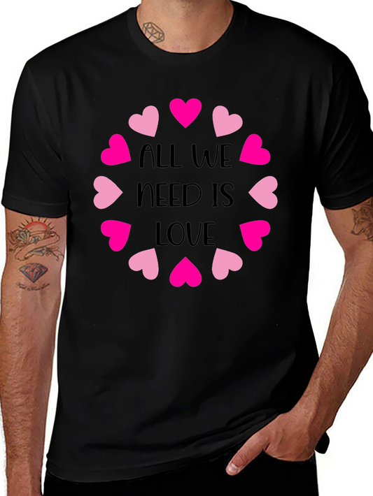 Camiseta Negra All We Need is Love Corazones