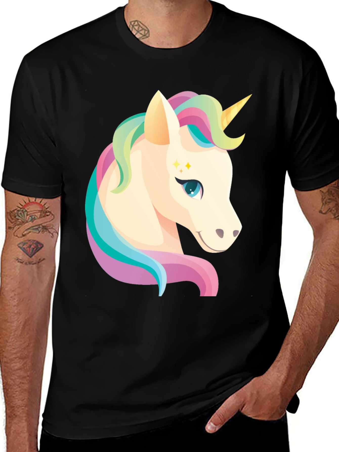 Camiseta Negra Unicornio Mágico