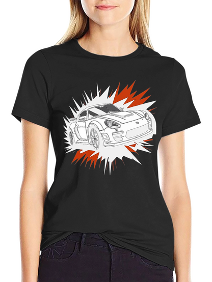 Camiseta Negra con Diseño de Coche Deportivo