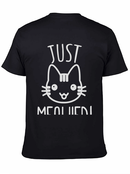 Camiseta Negra con Diseño de Gato Just Meowried