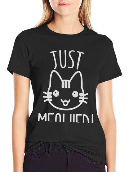 Camiseta Negra con Diseño de Gato Just Meowried