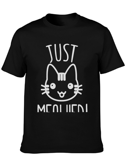 Camiseta Negra con Diseño de Gato Just Meowried