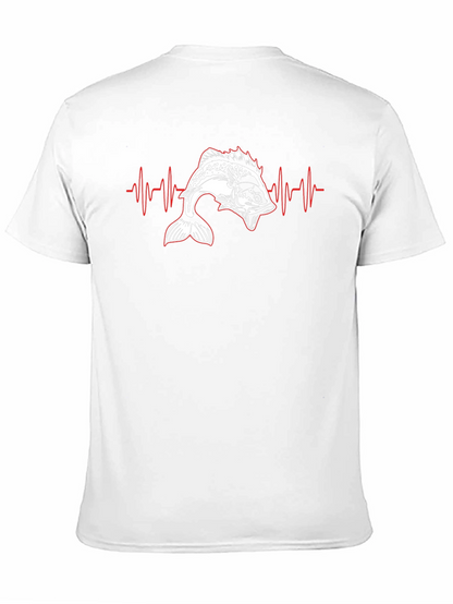 Camiseta Negra con Diseño de Latido de Pesca