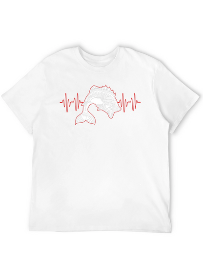 Camiseta Negra con Diseño de Latido de Pesca