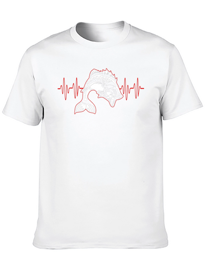 Camiseta Negra con Diseño de Latido de Pesca