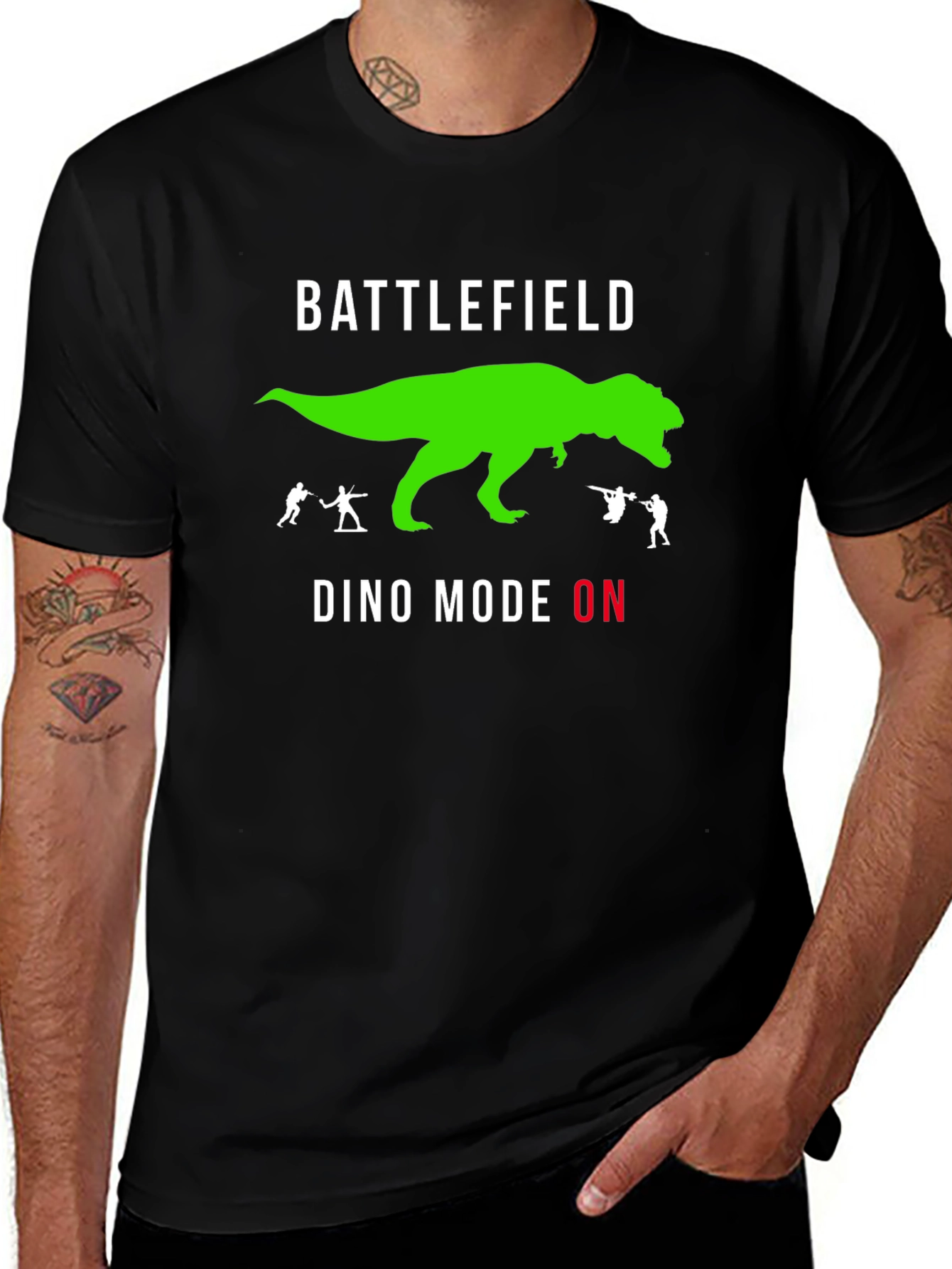 Camiseta Negra Battlefield - Modo Dino Activado