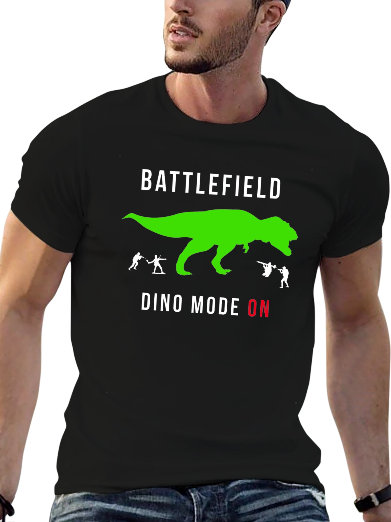 Camiseta Negra Battlefield - Modo Dino Activado