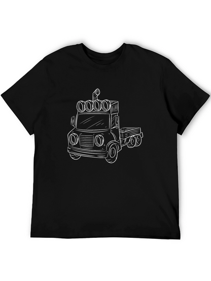 Camiseta Negra con Diseño de Camión para Hombre
