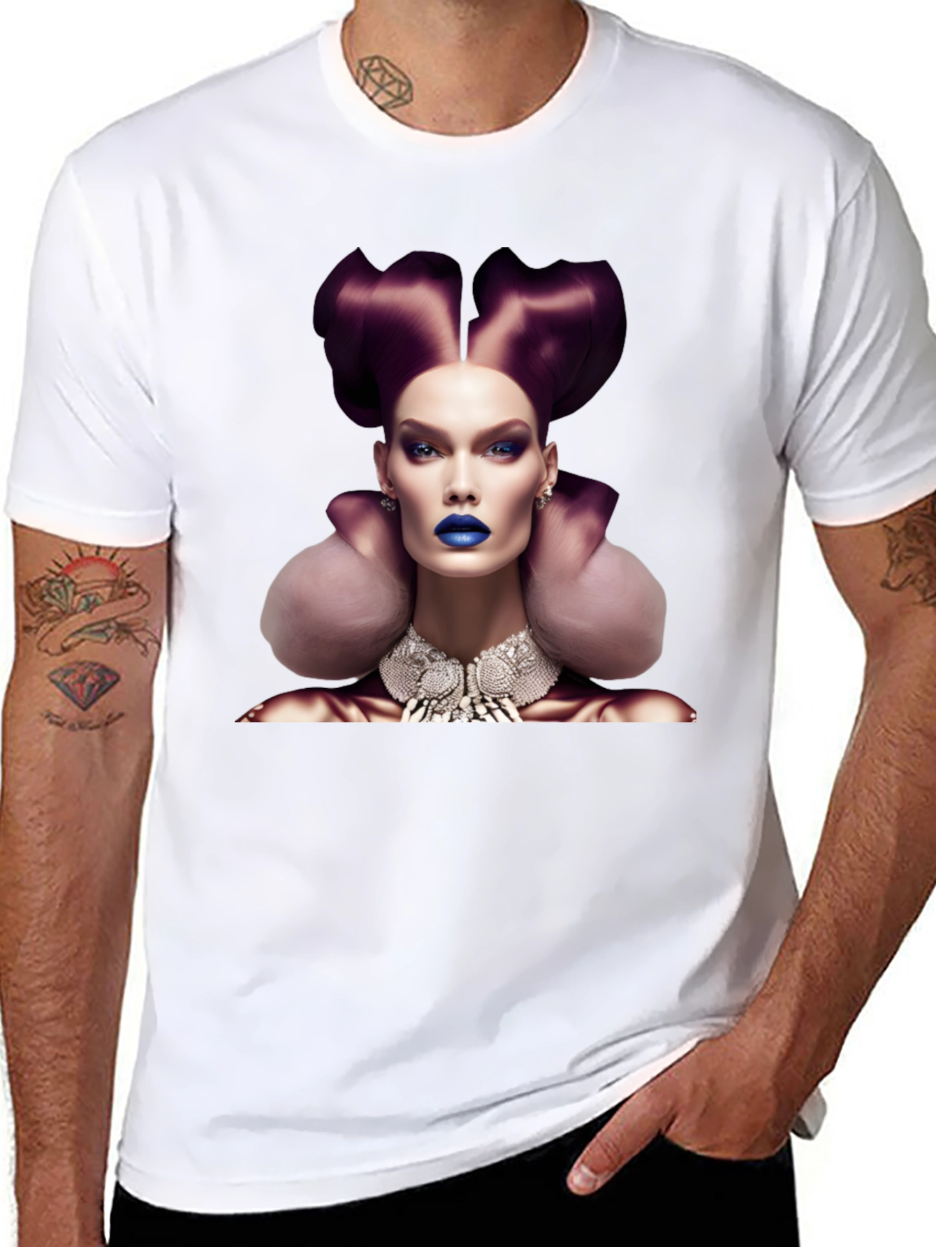 Camiseta Negra con Diseño de Moda Vanguardista