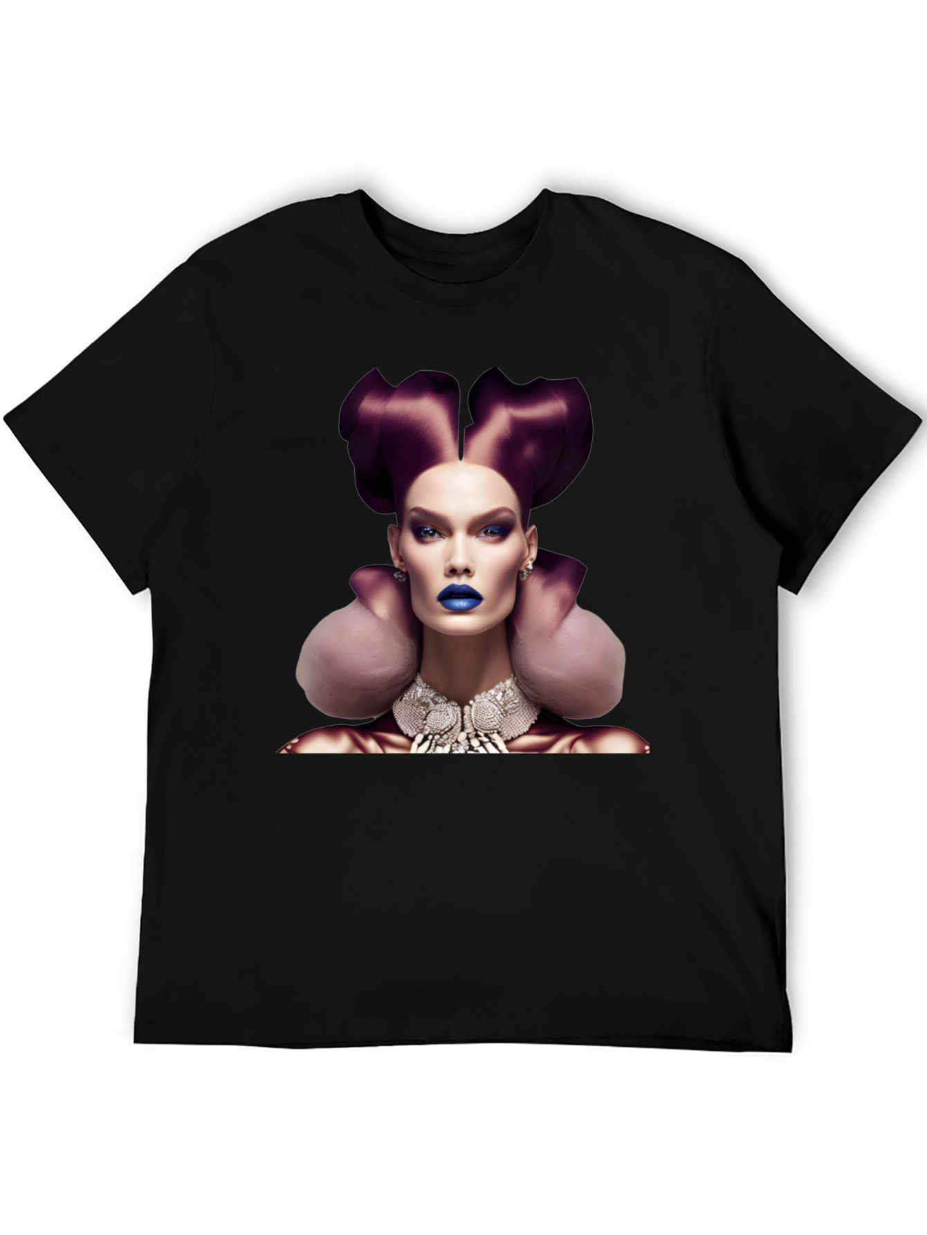 Camiseta Negra con Diseño de Moda Vanguardista