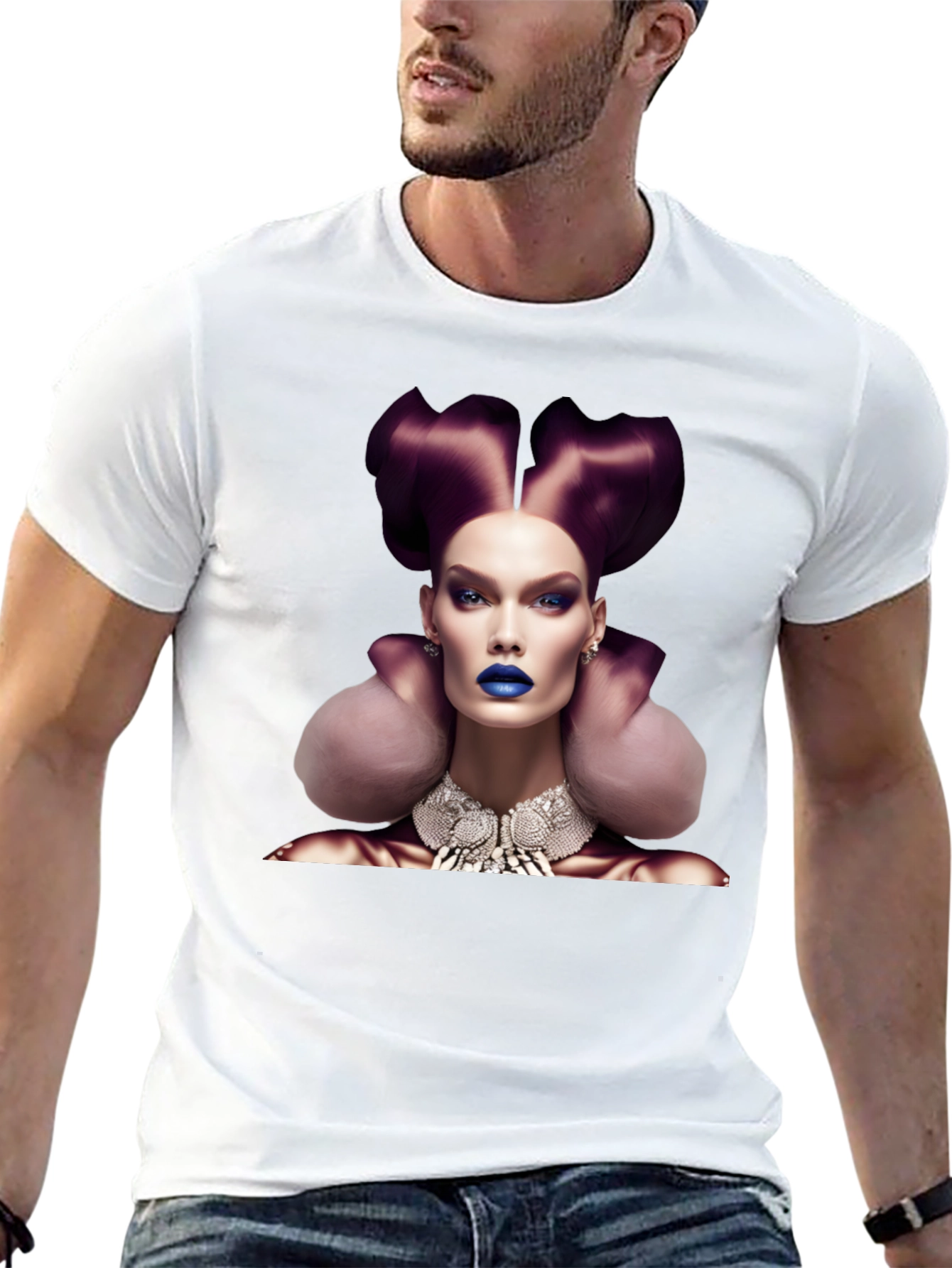 Camiseta Negra con Diseño de Moda Vanguardista