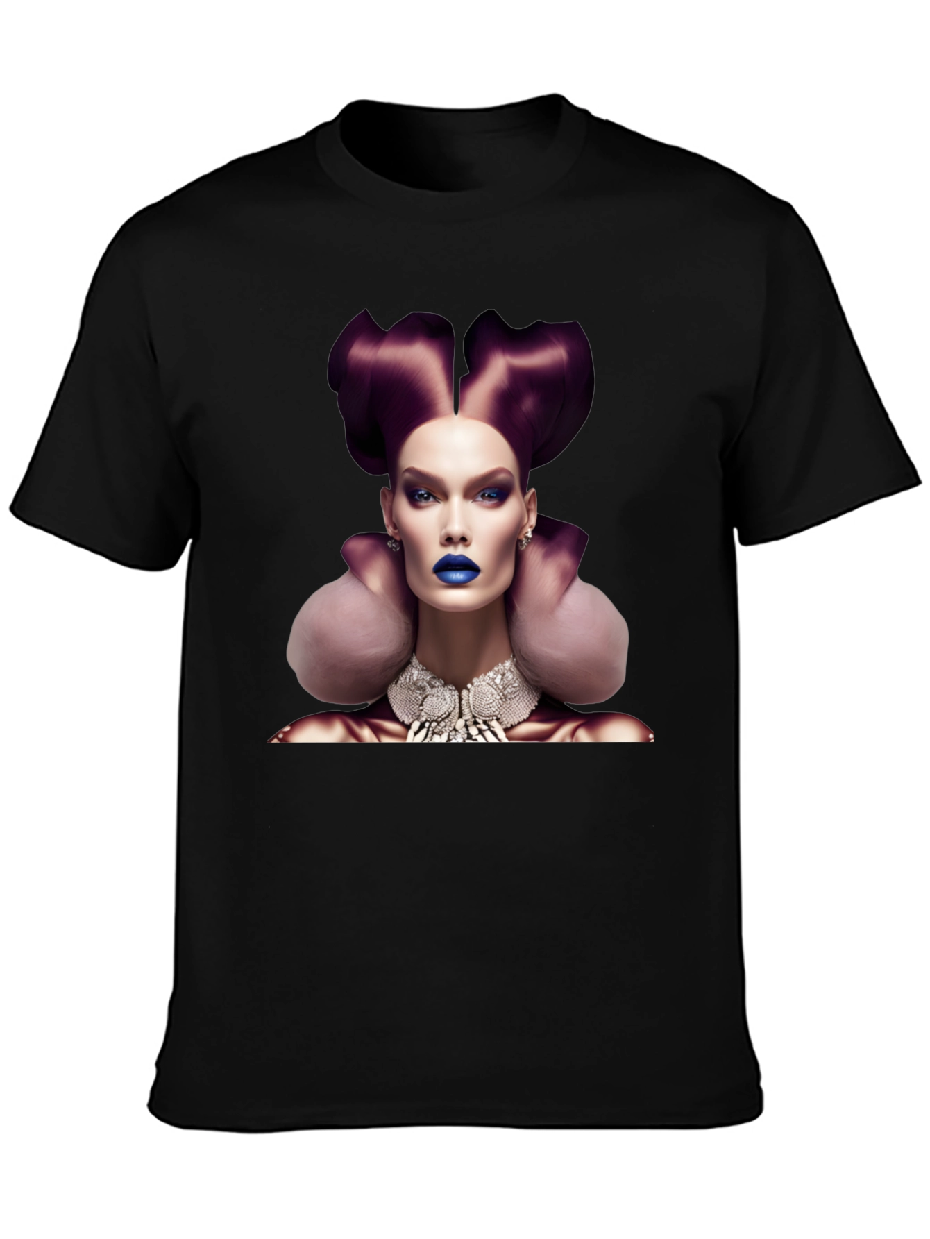 Camiseta Negra con Diseño de Moda Vanguardista
