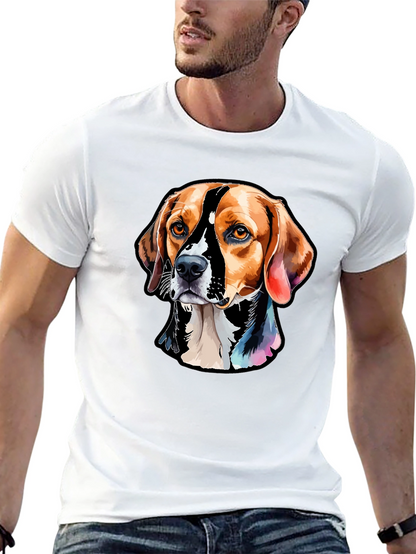 Camiseta Negra con Diseño de Perro Beagle Artístico