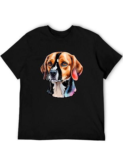 Camiseta Negra con Diseño de Perro Beagle Artístico