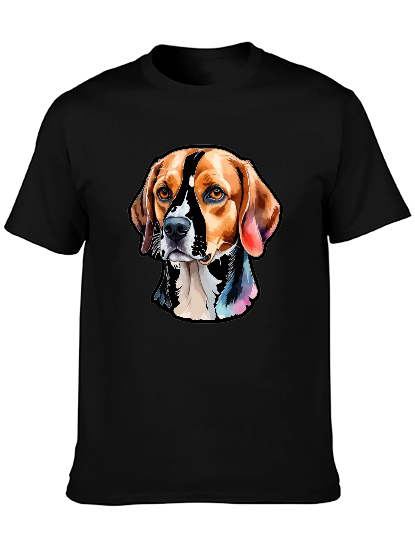 Camiseta Negra con Diseño de Perro Beagle Artístico