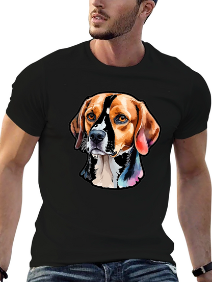 Camiseta Negra con Diseño de Perro Beagle Artístico