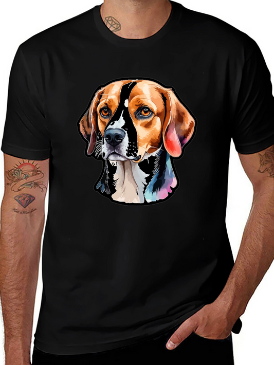 Camiseta Negra con Diseño de Perro Beagle Artístico