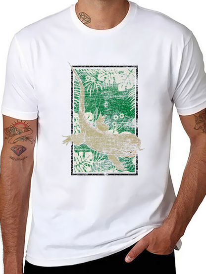 Camiseta Negra con Diseño de Iguana Tropical