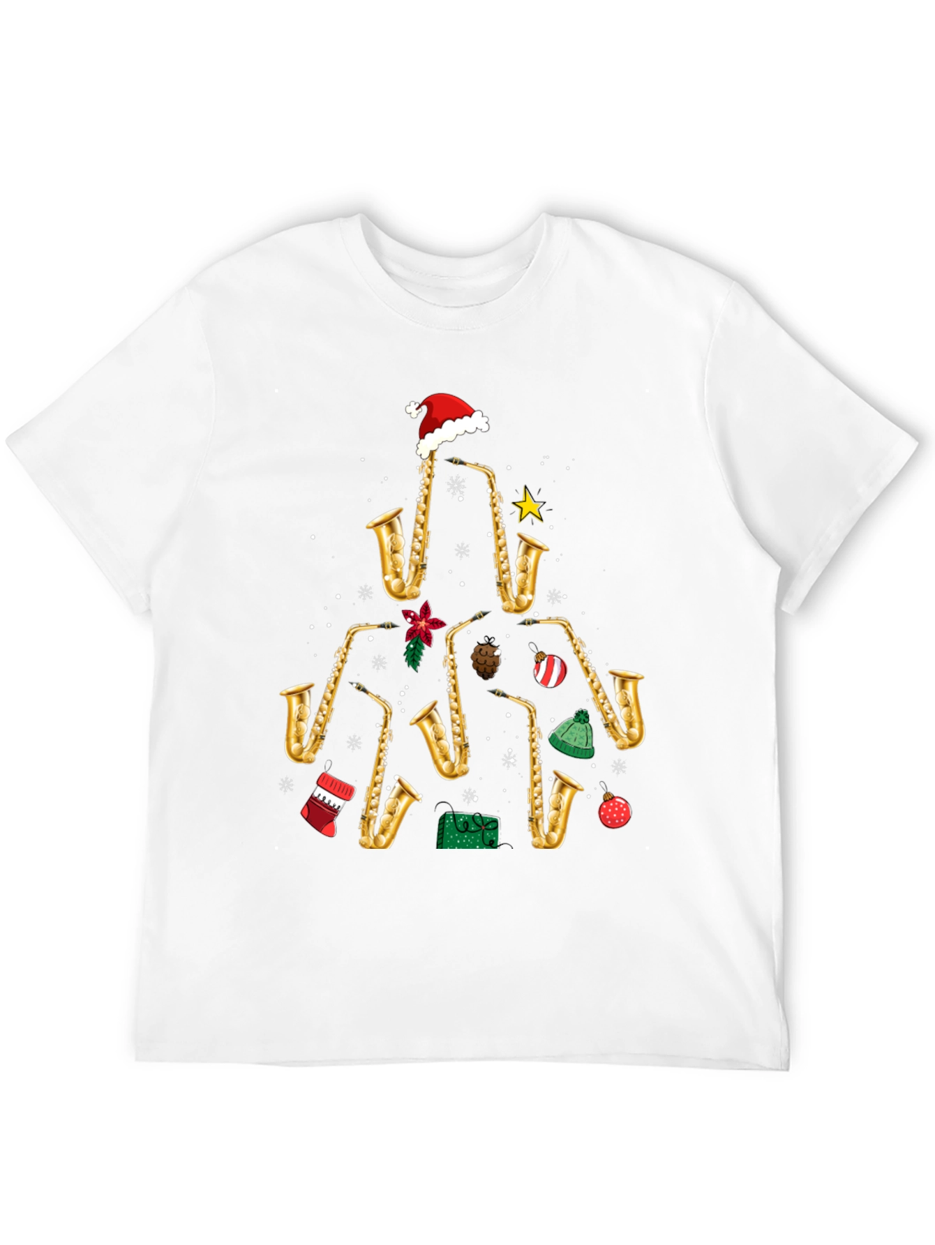 Camiseta Navideña Árbol Saxofones Divertida