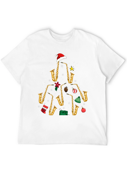 Camiseta Navideña Árbol Saxofones Divertida