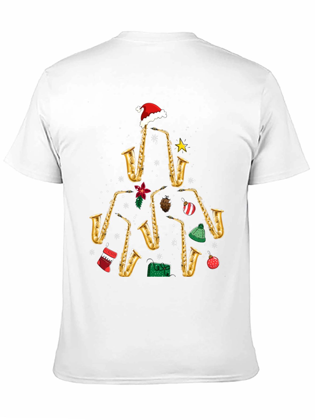 Camiseta Navideña Árbol Saxofones Divertida