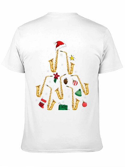 Camiseta Navideña Árbol Saxofones Divertida