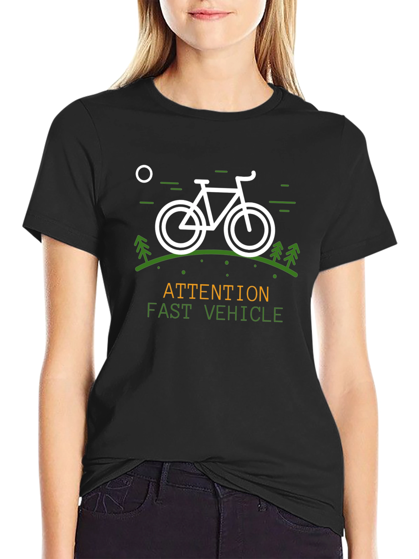 Camiseta Negra Atención Vehículo Rápido