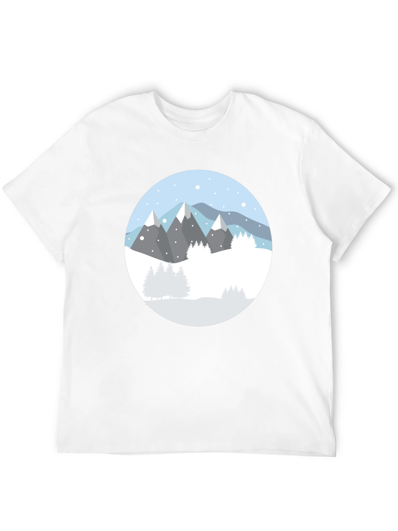 Camiseta Negra con Diseño de Montañas Nevadas