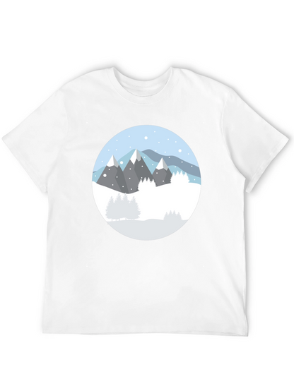 Camiseta Negra con Diseño de Montañas Nevadas