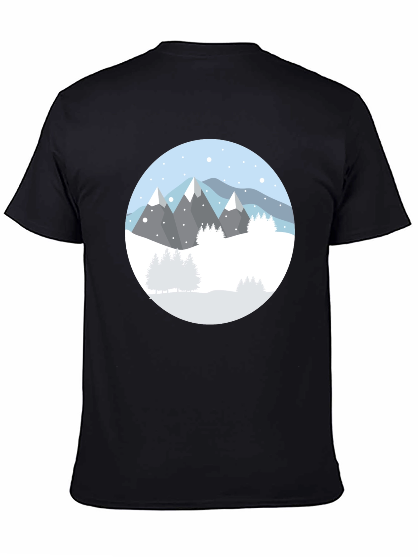 Camiseta Negra con Diseño de Montañas Nevadas
