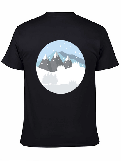 Camiseta Negra con Diseño de Montañas Nevadas
