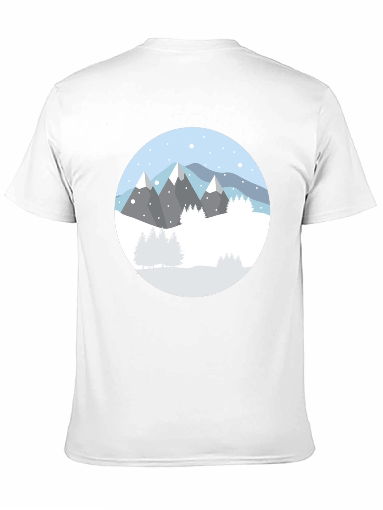 Camiseta Negra con Diseño de Montañas Nevadas
