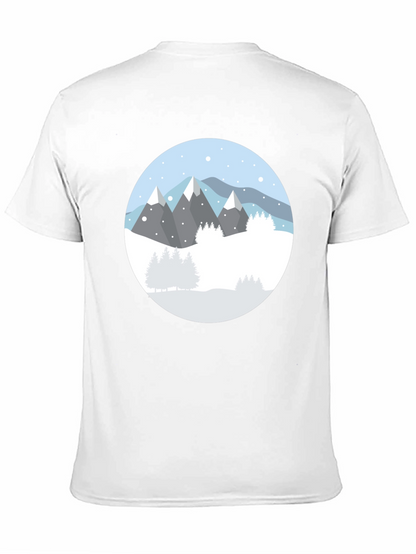 Camiseta Negra con Diseño de Montañas Nevadas
