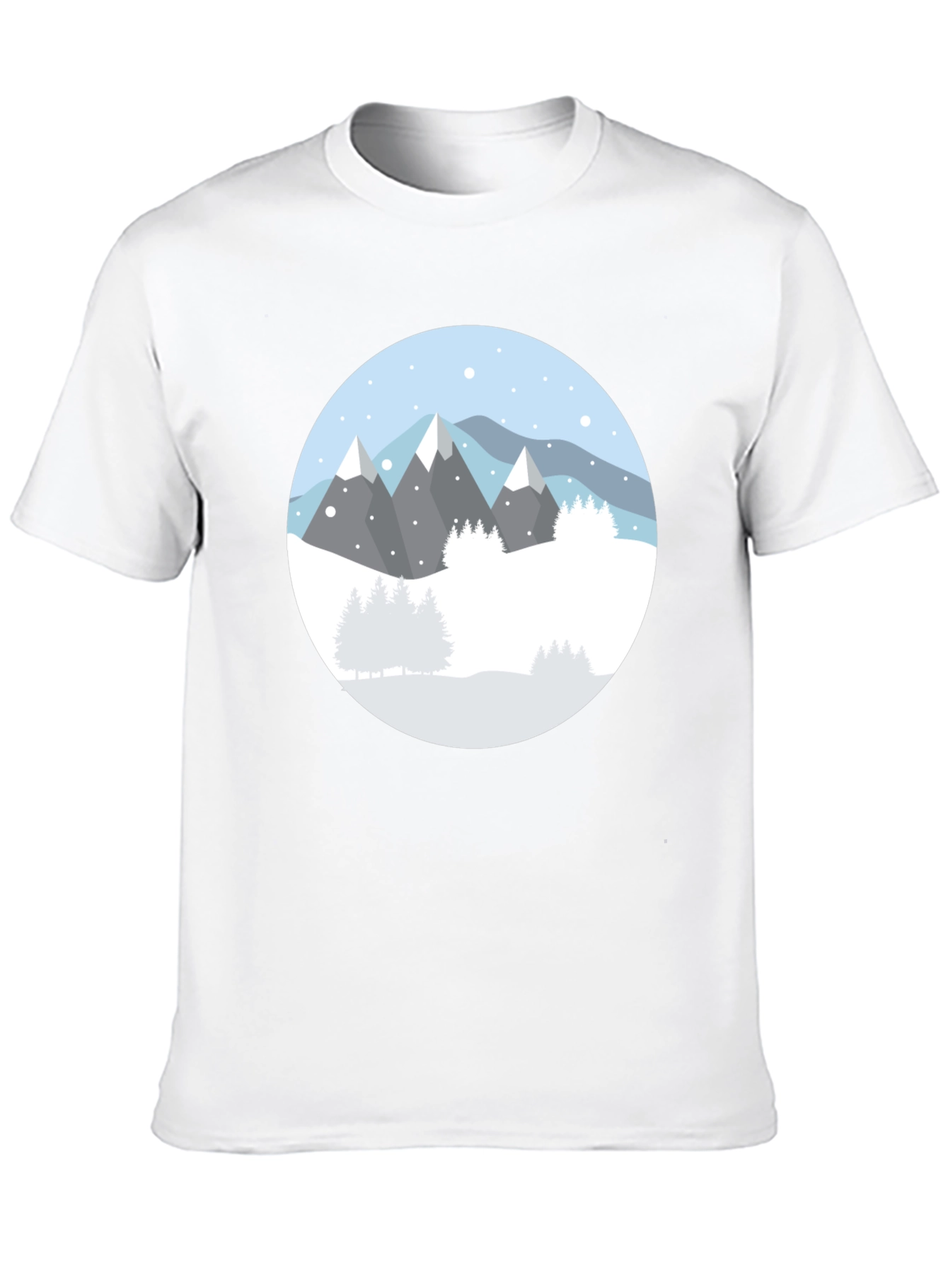 Camiseta Negra con Diseño de Montañas Nevadas