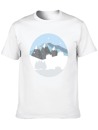 Camiseta Negra con Diseño de Montañas Nevadas