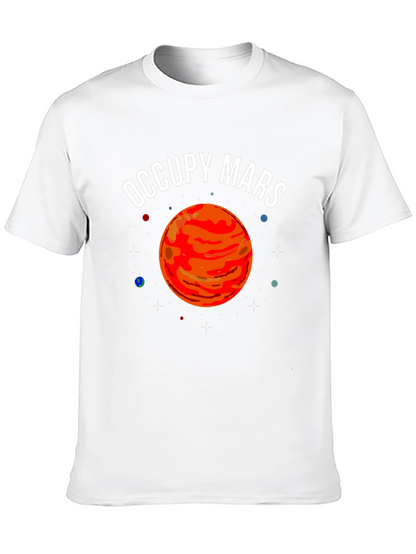Camiseta Negra Occupy Mars con Diseño Planetario