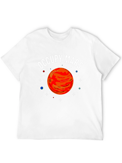 Camiseta Negra Occupy Mars con Diseño Planetario