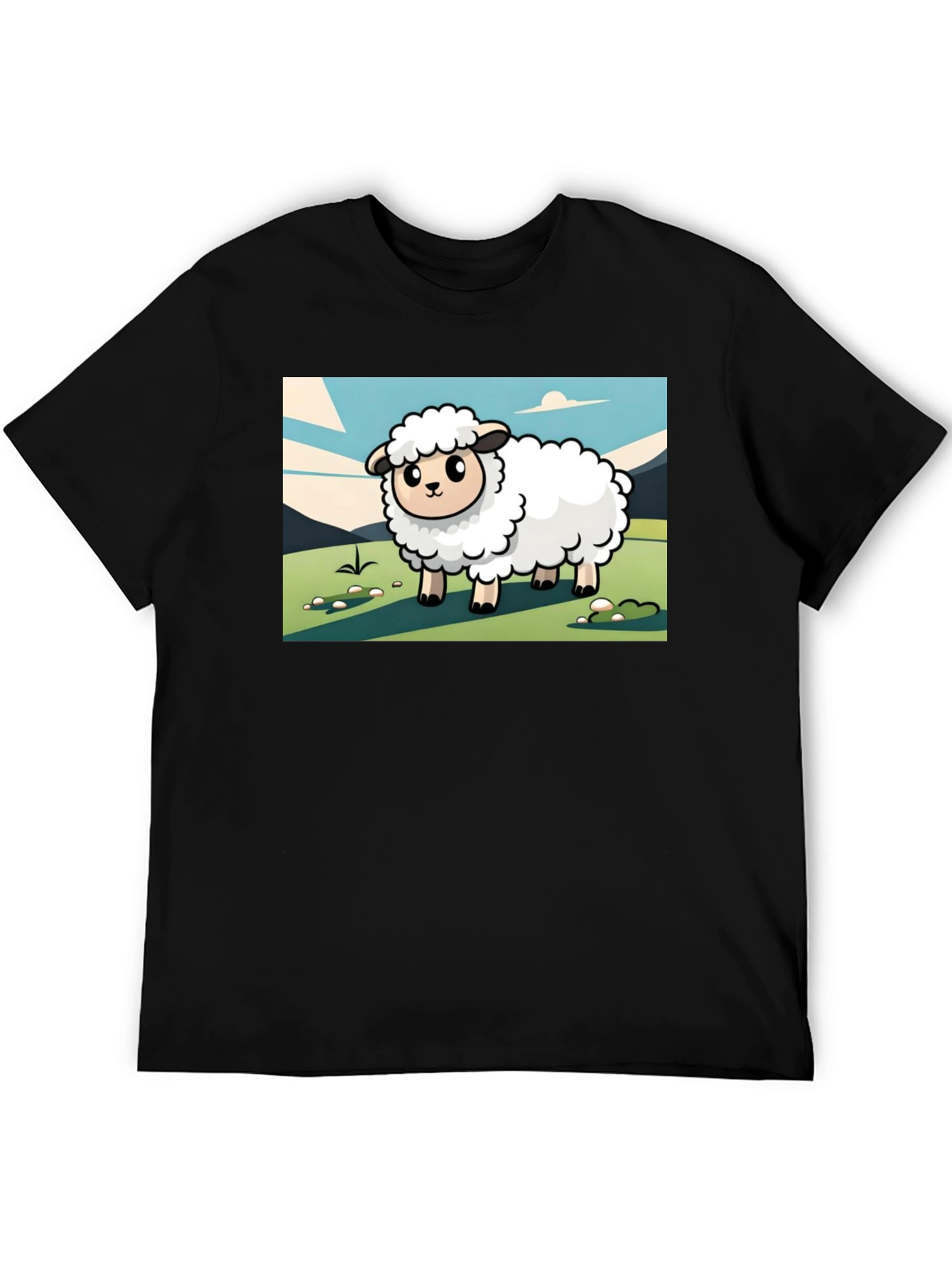 Camiseta Negra con Diseño de Oveja Linda