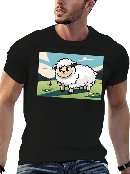 Camiseta Negra con Diseño de Oveja Linda