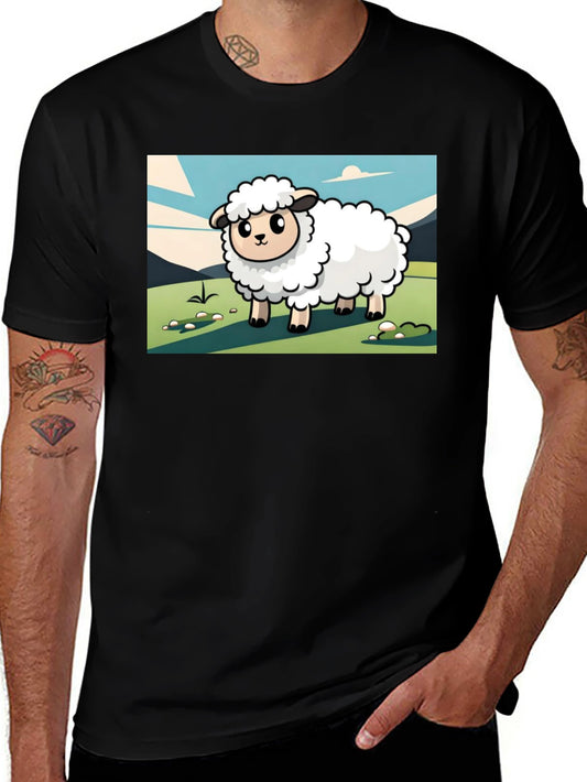 Camiseta Negra con Diseño de Oveja Linda